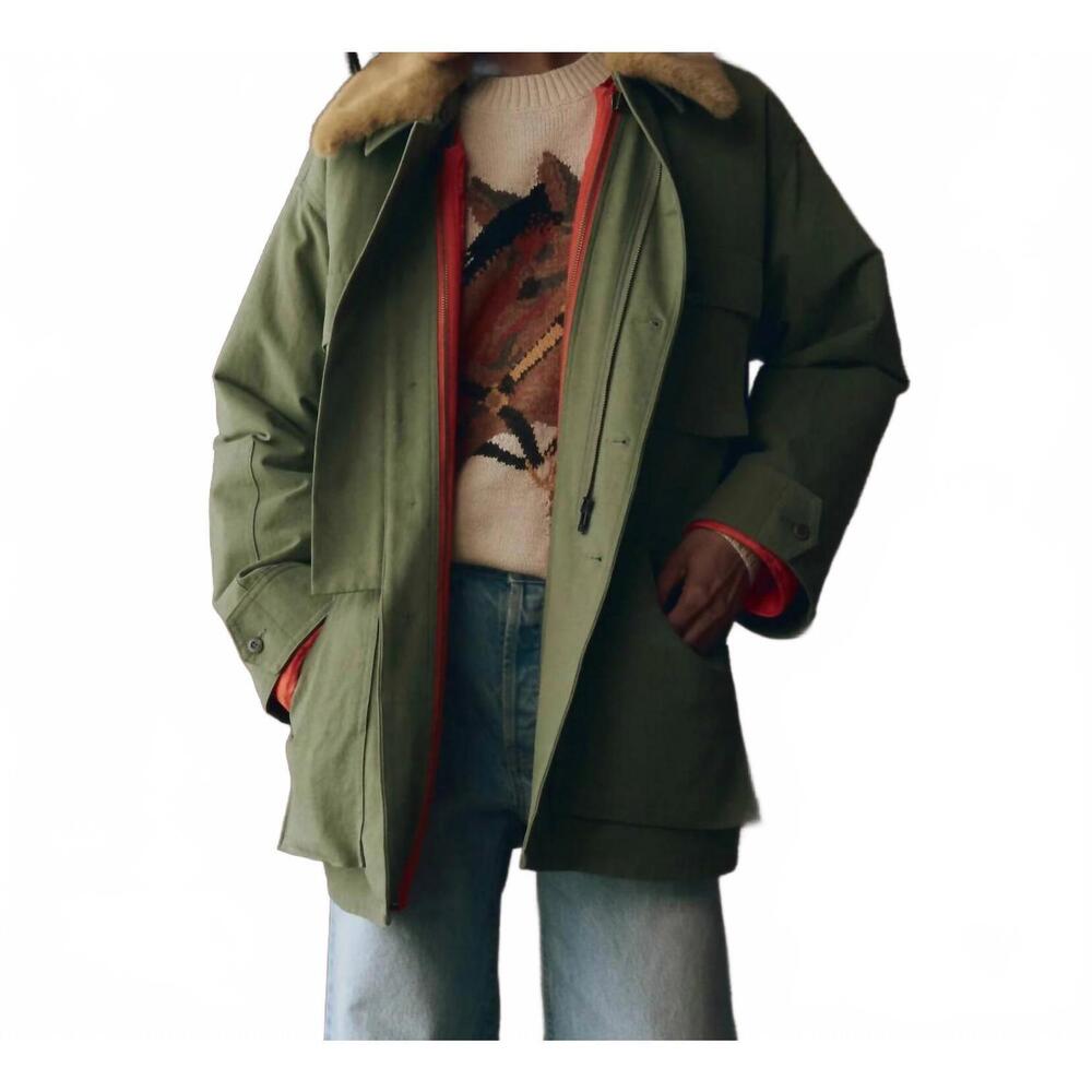 NEW THE GREAT. quilted liner parka jacket in army